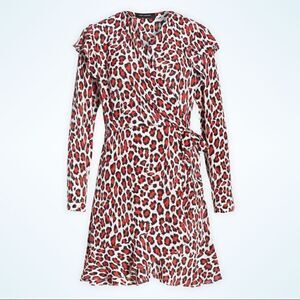 NEW ROBERT RODRIGUEZ LENA LEOPARD PRINT FAUX WRAP DRESS RED LEOPARD NWT SIZE 4